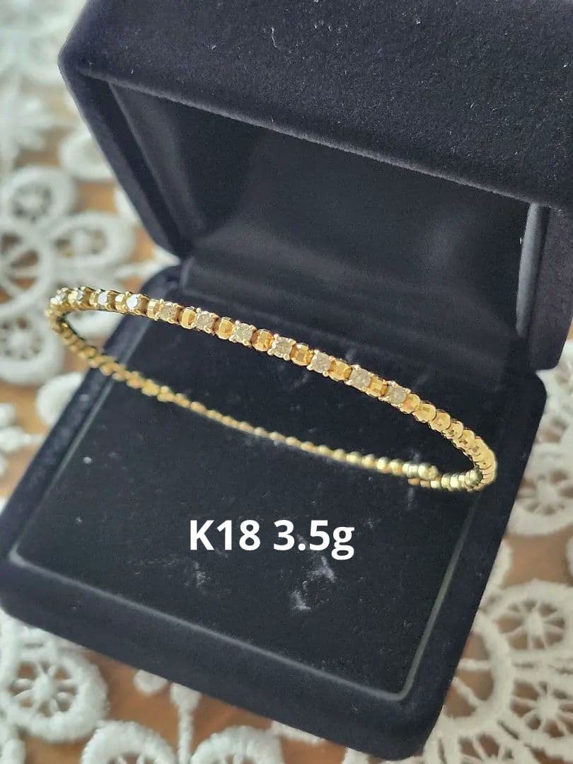 ダイヤモンド0.3ct K18イエローゴールド♡形状記憶バングル