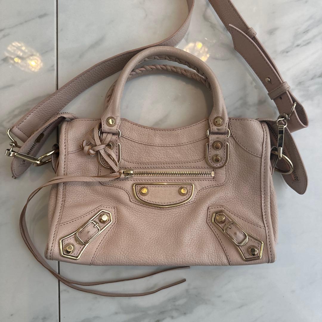 バレンシアガ　ハンドバッグ　レザーショルダーバッグ　ピンク　ベージュピンク