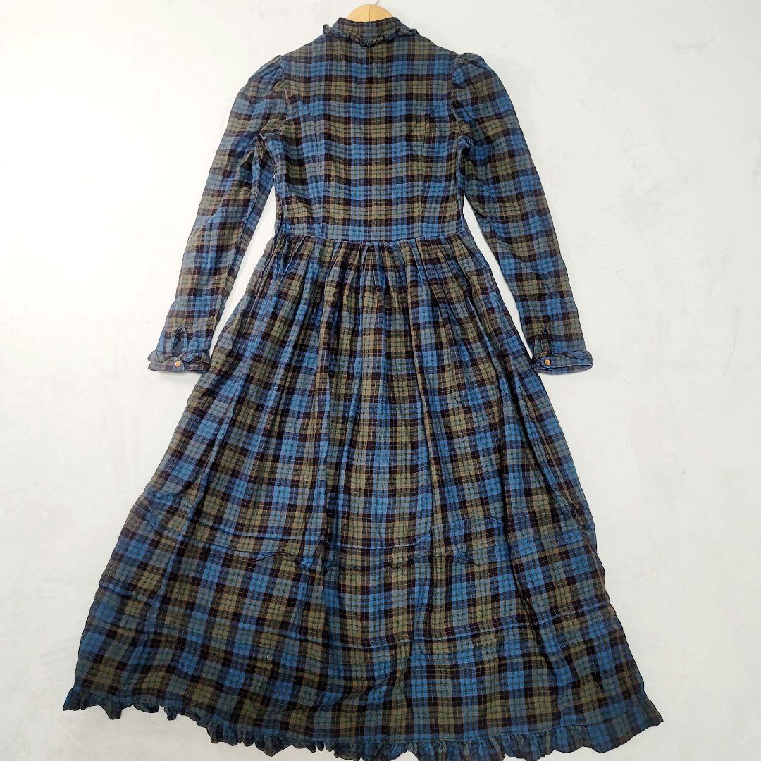 レア極美品LAURA ASHLEYヴィンテージチェック柄フリルロングワンピース