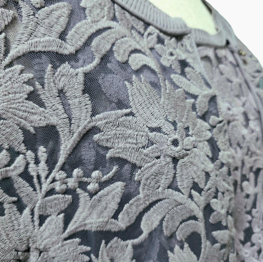 Sov. グレー 花柄 ニットアンサンブル