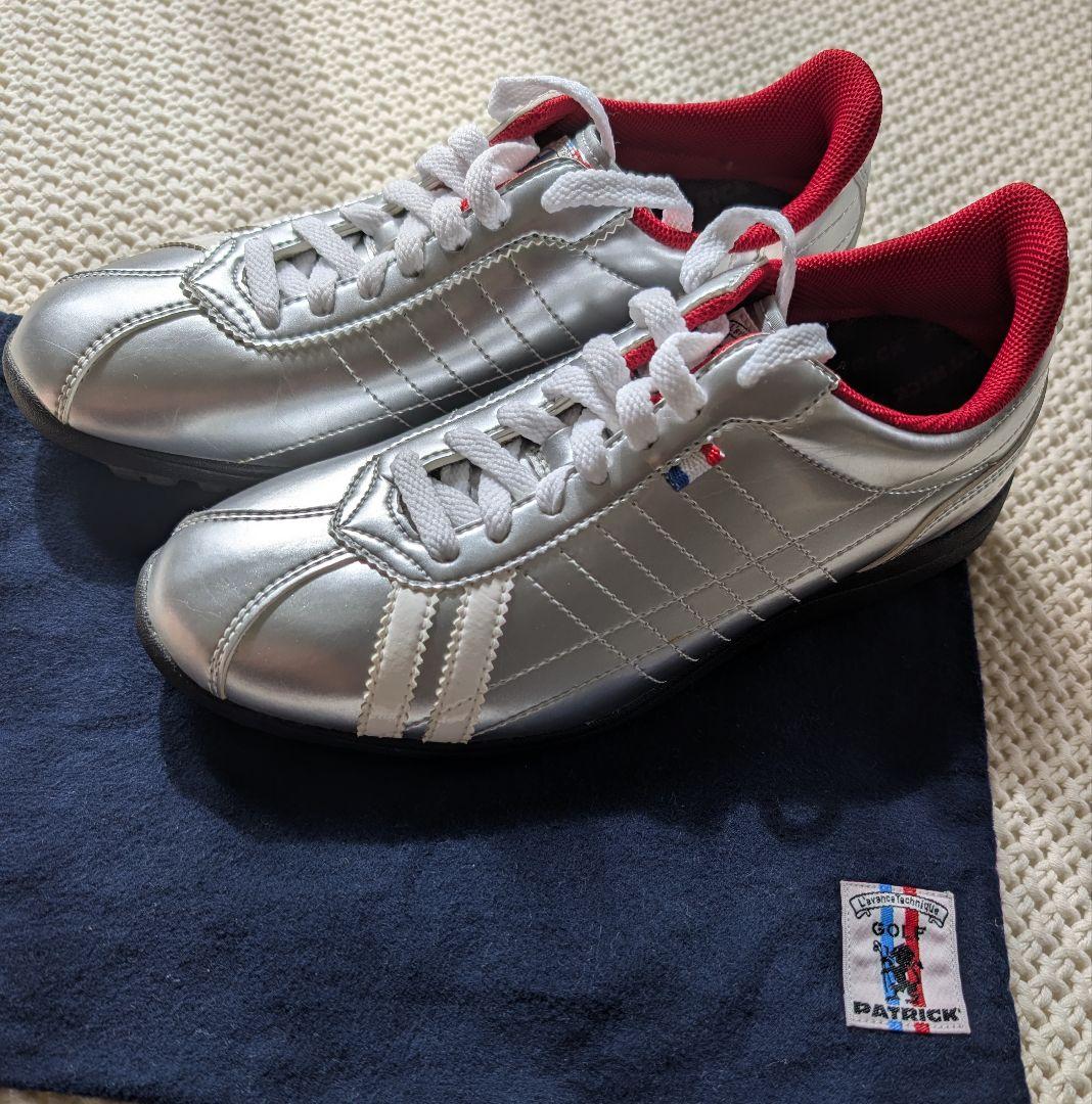 PATRICK シルバー レッド ゴルフシューズ