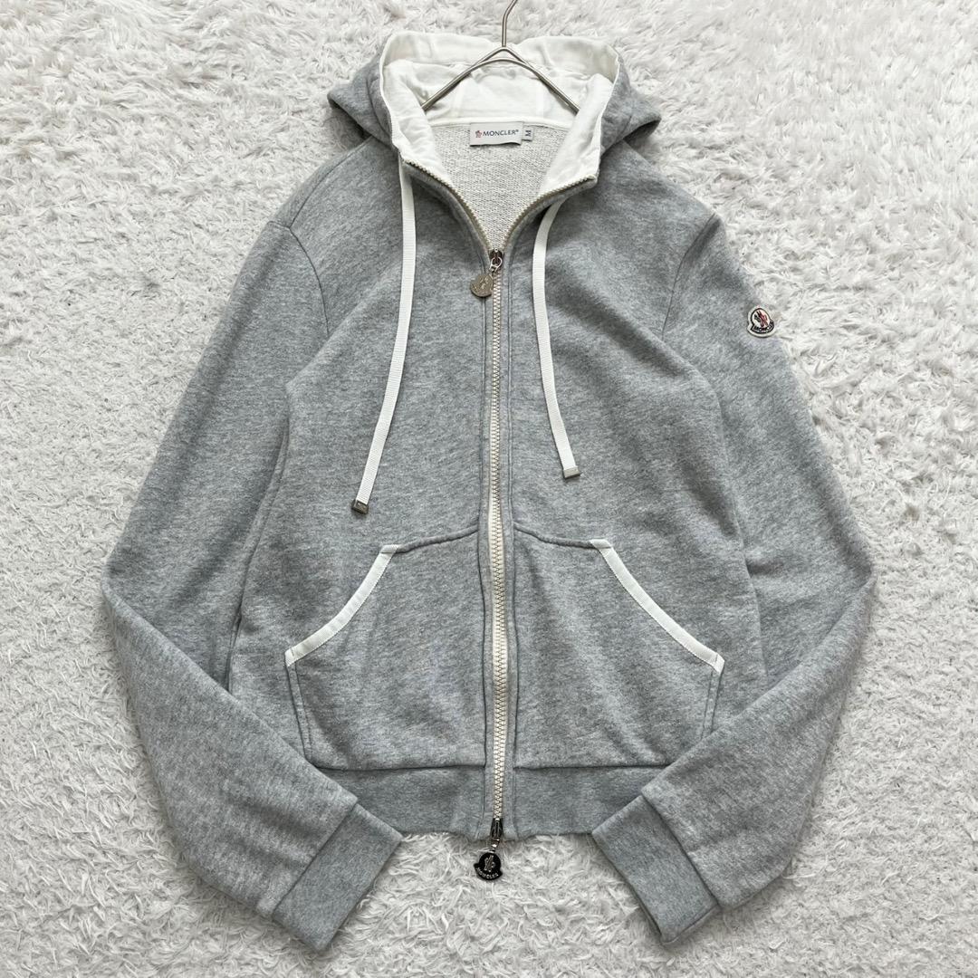 極美品✨モンクレール パーカー ワッペン ダブルジップ QR鑑定済 グレー M