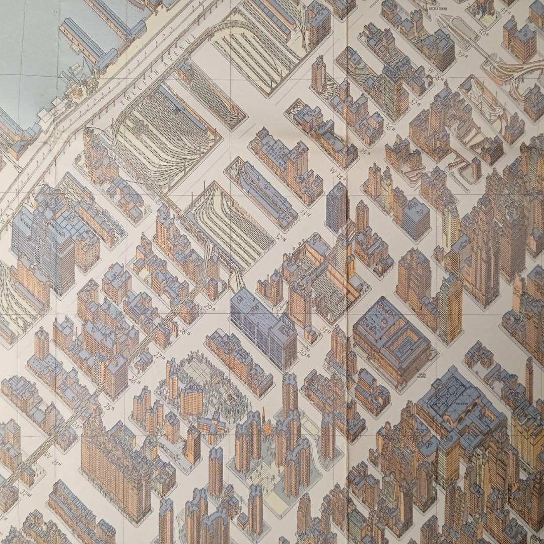 ニューヨーク 地図 超細密 鳥瞰図 マンハッタン ミッドタウン 1963ボルマン