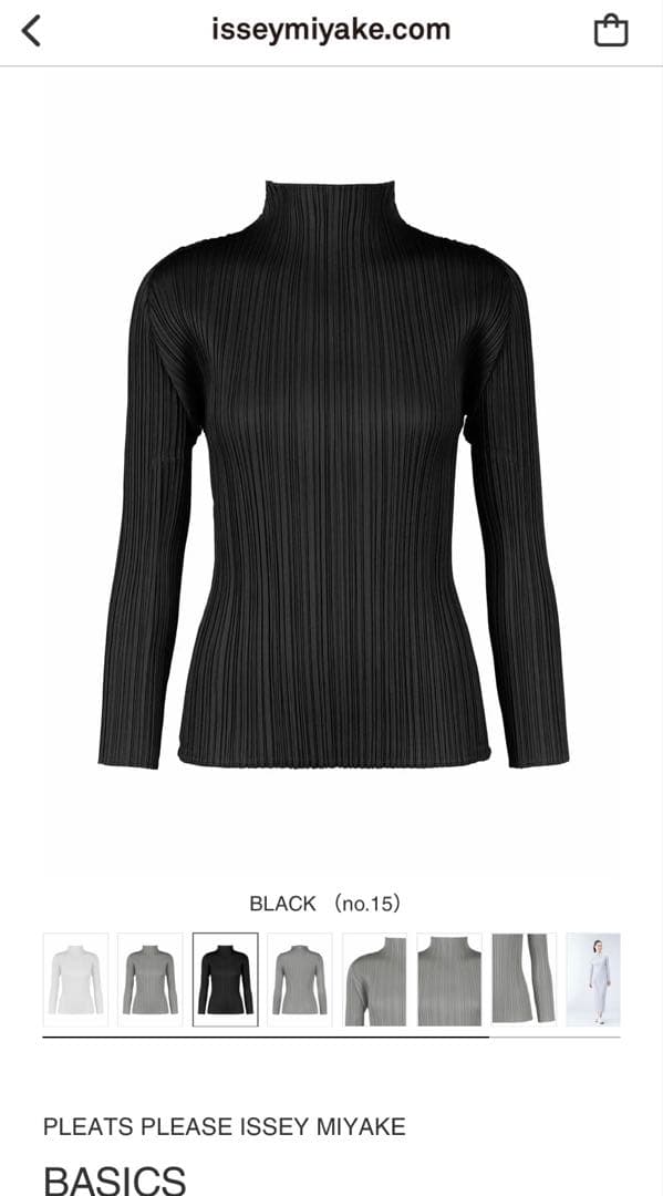 新品タグ付き　プリーツプリーズ　BASICS ブラック　ハイネック