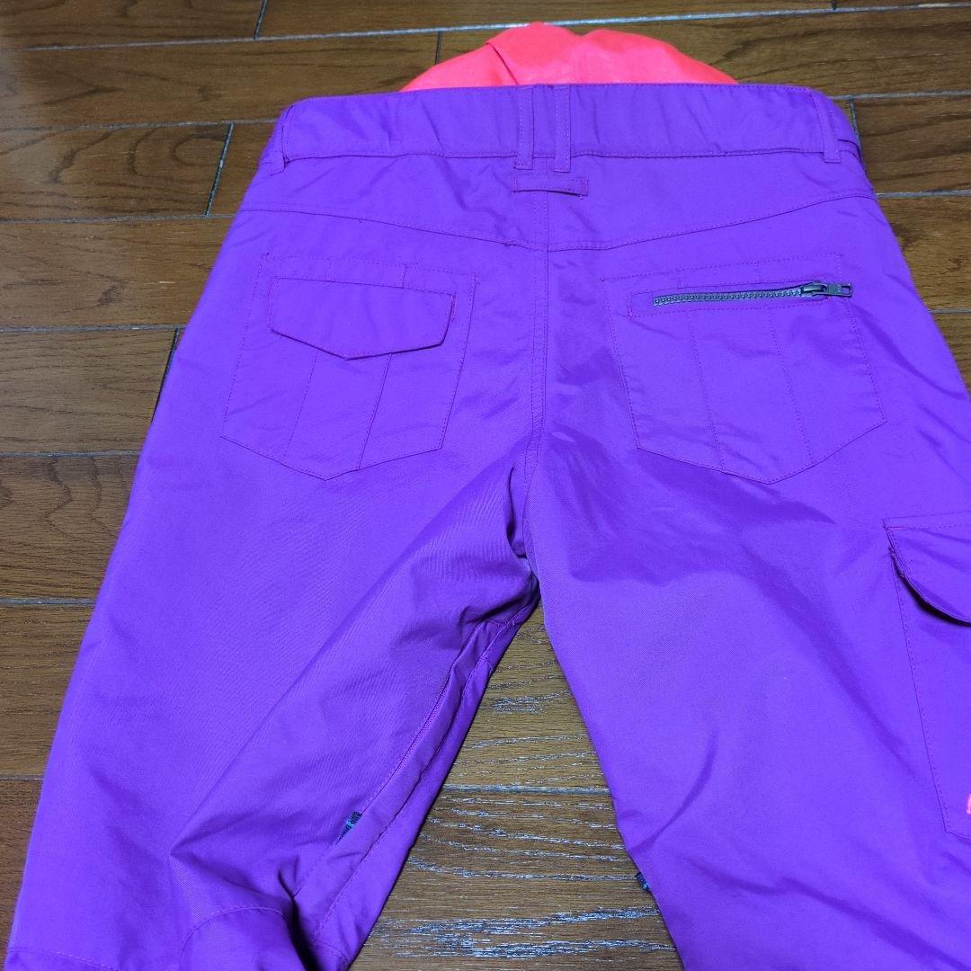 【美品】ROXY　スノボウェア　上下セット　Ｓ　総柄　　カラフル　ロゴ　パープル