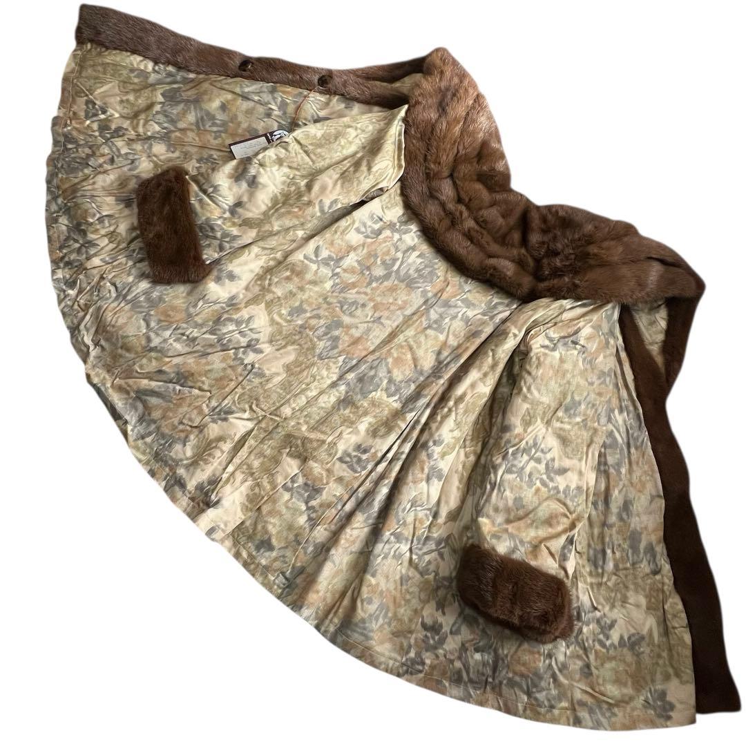 裾周り230cm 未使用品 デザインコート ミンク リアルファーコート XL相当