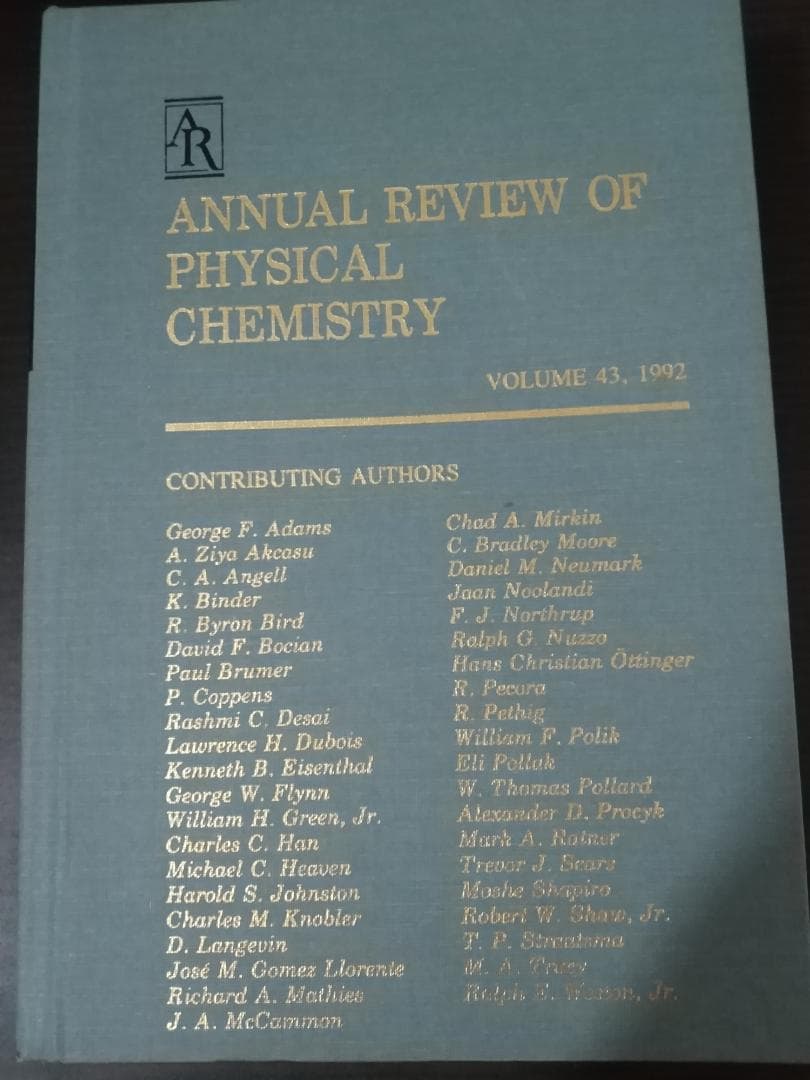 ANNU REV PHYS CHEM v43 1992 物理化学年次学術雑誌